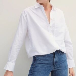 AYR The Deep End Cotton Long Sleeve Shirt in White XS.